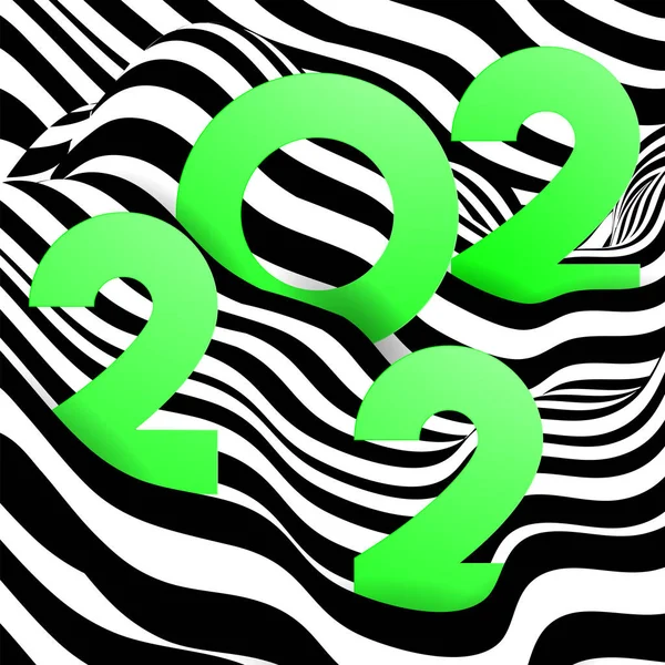 Linee ondulate astratte tipografia 2022. Felice anno nuovo carta. — Vettoriale Stock