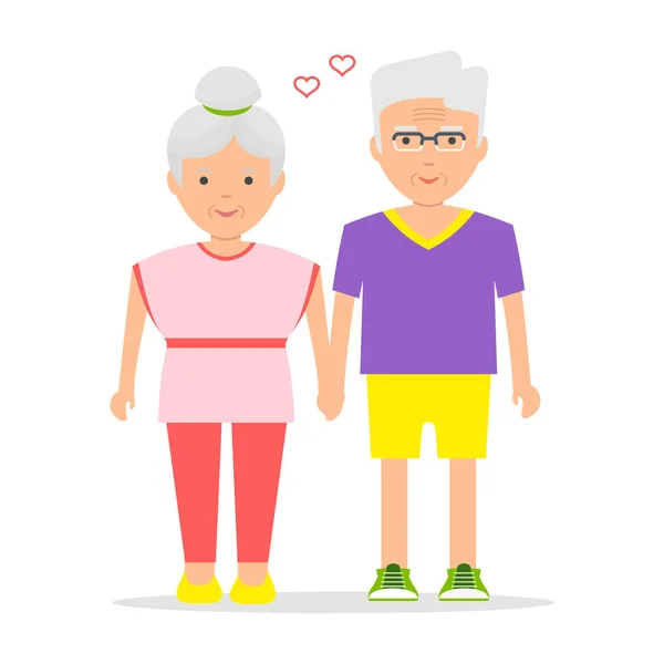 Starý zamilovaný pár. Starší životní styl. Činnost seniorů. — Stockový vektor