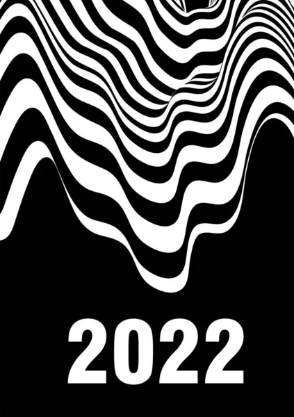 Абстрактная волнистая типография 2022. С Новым годом. — стоковый вектор