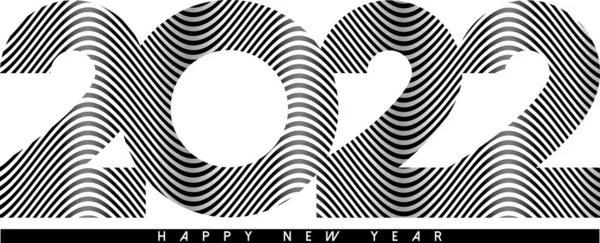Tipografía de líneas onduladas abstractas 2022. Feliz Año Nuevo tarjeta. — Archivo Imágenes Vectoriales
