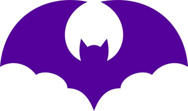 Cadılar Bayramı uçan yarasa silueti. Düz vektör illüstrasyonu.