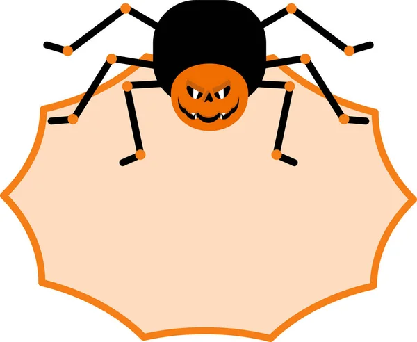 Zwart spider vector plat ontwerp. Grappige gekke spinnen op spinnenweb — Stockvector