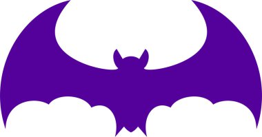 Cadılar Bayramı uçan yarasa silueti. Düz vektör illüstrasyonu.