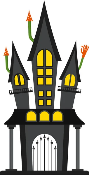 Castello dei vampiri su sfondo bianco. Manifesto festa di Halloween. — Vettoriale Stock