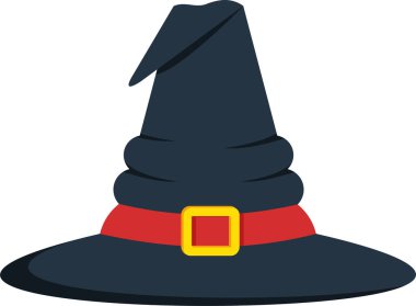 Siyah cadı şapkası. Cadılar Bayramı ikonu. Reklam ve tanıtım için tasarım unsurları.