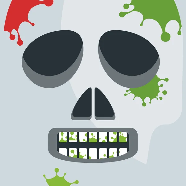 Zombie cara, hocico halloween vector plana ilustración. — Vector de stock