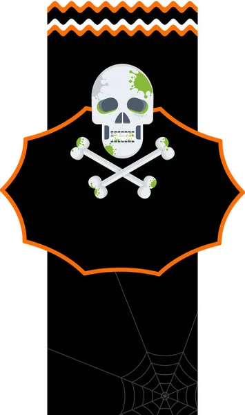 Halloween-Aufkleber, Preisschild oder Etikett mit Totenkopf-Kreuzknochen. — Stockvektor
