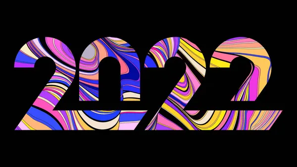 Tipografía de líneas onduladas abstractas 2022. Feliz Año Nuevo tarjeta. — Archivo Imágenes Vectoriales