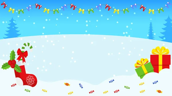 Горизонтальний зимовий сніговий пейзаж. Фон на Різдво та Новий рік . — стоковий вектор