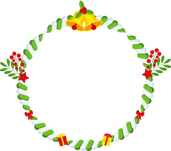 성탄절을 축하 해. 붉은 활 과 띠 모양의 리본 이 있는 갈랜드 — 스톡 벡터