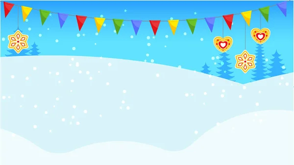卧式冬季雪景.圣诞及新年的背景. — 图库矢量图片