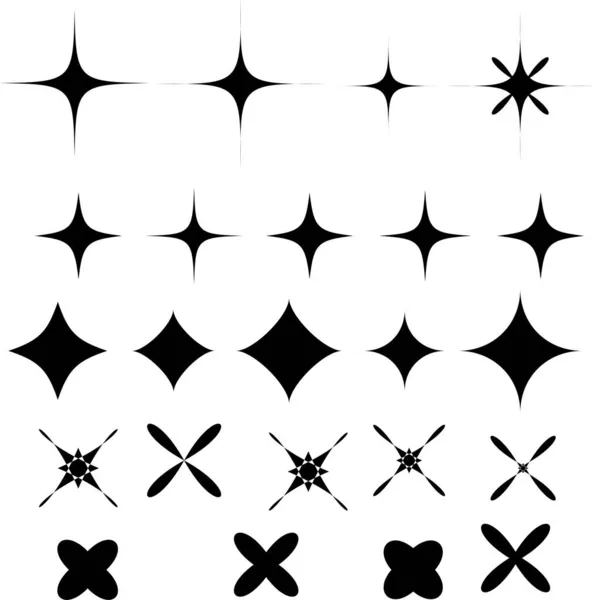 Estrella de cuatro puntos. Forma abstracta. Estrellas de brillo, resplandor de limpieza — Vector de stock