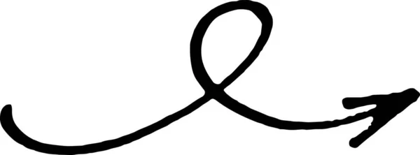 Pennellata Freccia liscia due loop up. Puntatore disegnato a mano. — Vettoriale Stock