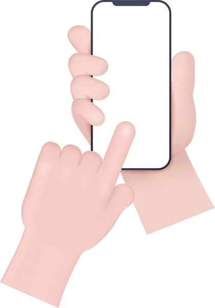 Zeichentrickfilm Menschliche Hand Mit Handy Hand Emoji Zeichensprache Handzeigegegeste Für — Stockvektor