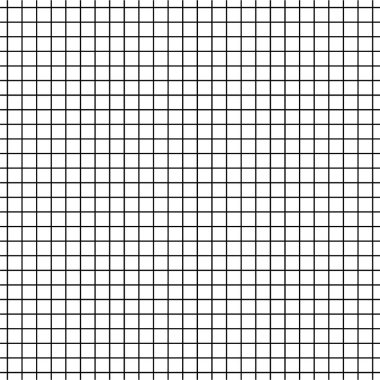 Kusursuz Kareli Geometrik desen. Siyah çizgili beyaz kağıt. Okul defterindeki bir şebeke. Döşeme kağıdı. Memphis tasarımı. Hippi stili vektör arkaplanı.