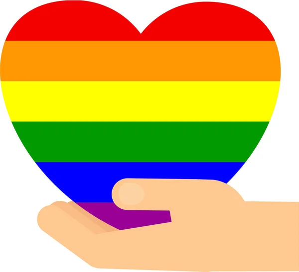 Lgbt Community Pride Day Hand Heart Rainbow Colors Lesbian Gay — Stock Vector