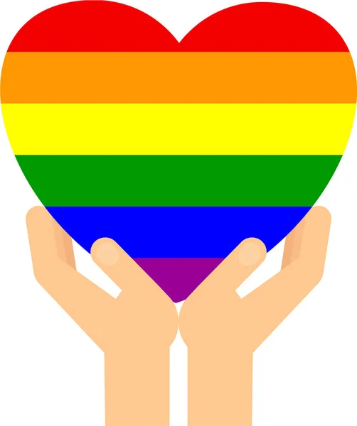 Lgbt Community Pride Day Hand Heart Rainbow Colors Lesbian Gay — Stock Vector