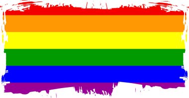 Gökkuşağı fırçası vuruşu. Gurur bayrağı. LGBT topluluğunun sembolü. Lezbiyen, gey ve transseksüel. Cinsiyet kimliği.