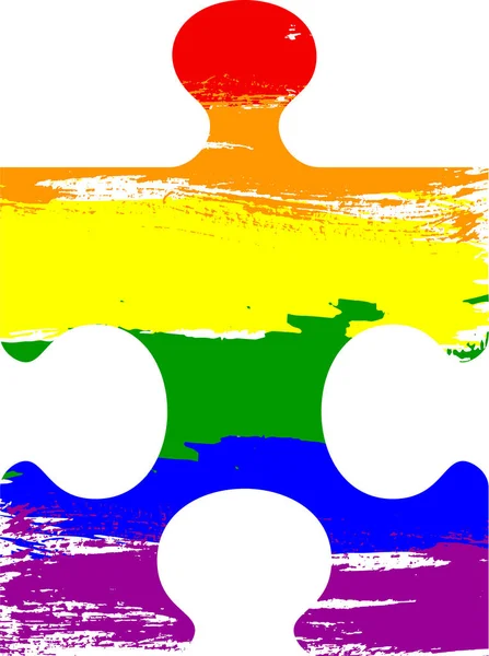 Rainbow Brush Stroke Puzzle Pride Flag Symbol Lgbt Community Lesbian — Stock Vector