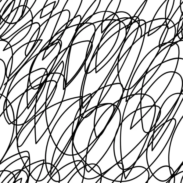 Tangled Ligne Motif Sans Couture Des Gribouillis Manuscrits Lignes Formes — Image vectorielle