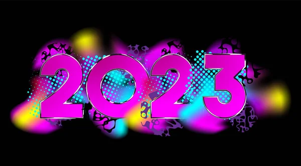 Abstract Gradient Halftone 2023 Number Design 2023 Happy New Year — Stock Vector