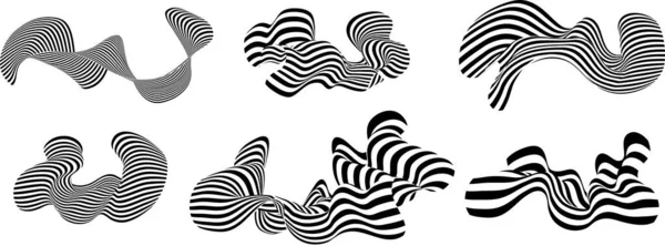 Abstract Optical Illusion Liquid Shape Liquify Line Monochrome Background White — Image vectorielle