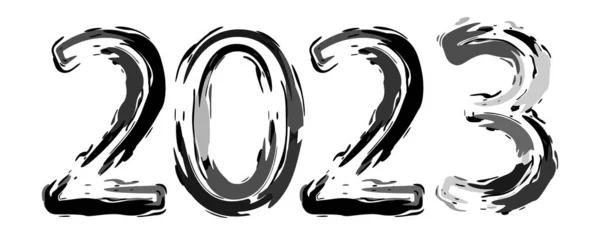 Декоративний Заголовок Календаря 2023 Року Незвичайні Експериментальні Мазки Пензлем Числового — стоковий вектор