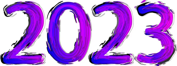 Διακοσμητική Κεφαλίδα Ημερολογίου 2023 Ασυνήθιστο Πειραματικό Νέον Πινέλο Πινελιές Αριθμός — Διανυσματικό Αρχείο