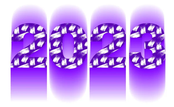 2023 Calendar Header Blurry Numbers Brush Strokes Pattern 2023 Happy — Image vectorielle