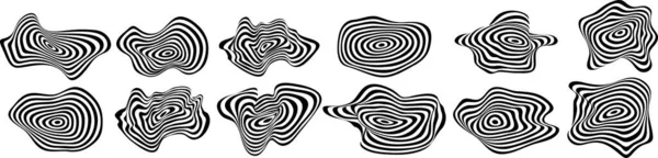 Abstrakte Schwarz Weiße Streifenform Liquify Wave Form Perspektive Glattes Band — Stockvektor