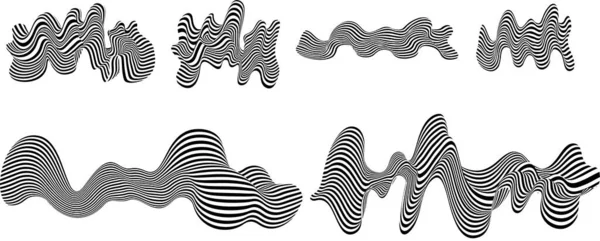 Abstrakte Schwarze Und Weiße Streifen Gesetzt Liquify Wave Line Perspektive — Stockvektor