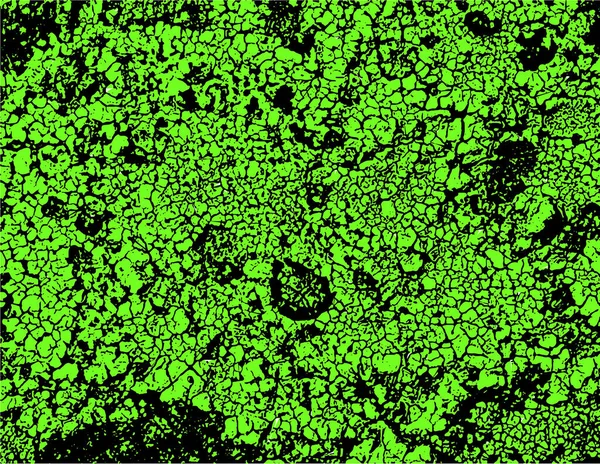 Parlak yeşil grunge vektör arka planını çatlattı. Eski, soyulmuş bir duvar. Toz Sıkıntısı Kaplaması. Pürüzlü siyah beyaz doku, soluk boya ve tırmalanmış alçı. Paslı ve kirli duvar kağıtları..