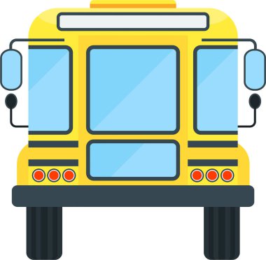 Yellow school bus back view. Transporting schoolchildren. Flat vector illustration.