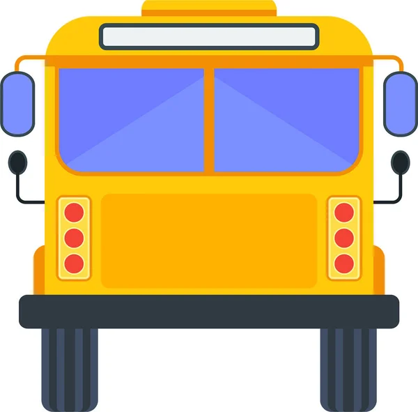 Yellow School Bus Back View Transporting Schoolchildren Flat Vector Illustration — Vector de stock