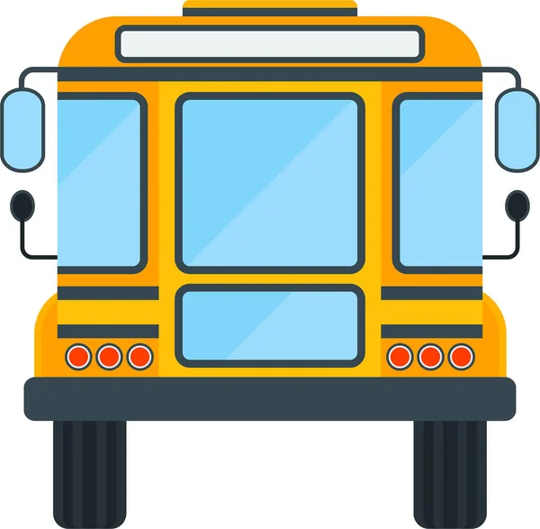Yellow School Bus Back View Transporting Schoolchildren Flat Vector Illustration — Image vectorielle