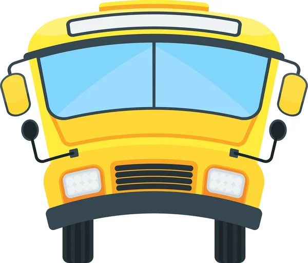 Yellow School Bus Front Projection Curved Roof Transporting Schoolchildren Comic — Vector de stock