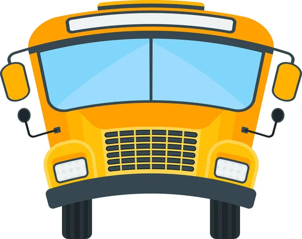 Yellow School Bus Front View Curved Roof Transporting Schoolchildren Comic — Vector de stock