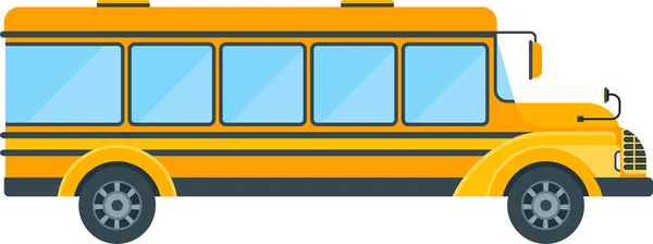 Yellow School Bus Side View Transporting Schoolchildren Flat Vector Illustration — Vettoriale Stock