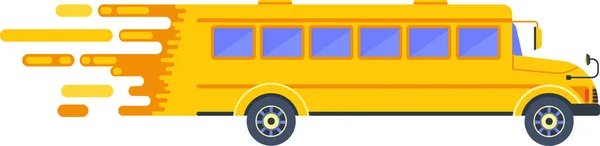 Yellow School Bus Side View Transporting Schoolchildren Flat Vector Illustration — Image vectorielle
