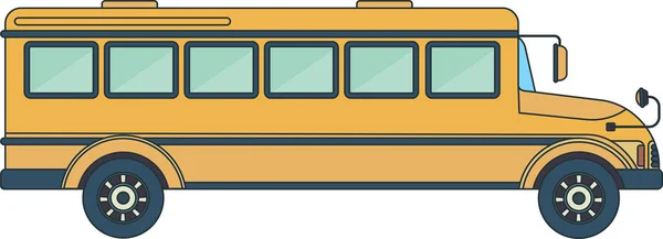 Yellow School Bus Side View Transporting Schoolchildren Flat Vector Illustration — Vettoriale Stock