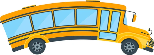 Yellow School Bus Side View Curved Roof Transporting Schoolchildren Comic — Vector de stock