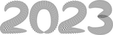 2023 New Year. Decorative brush numbers. Art lettering. Creative text for a greeting cards. Calendar header template.