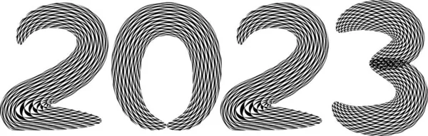 2023 New Year. Decorative brush numbers. Art lettering. Creative text for a greeting cards. Calendar header template.
