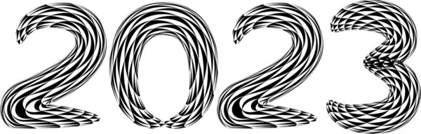 2023 New Year. Decorative brush numbers. Art lettering. Creative text for a greeting cards. Calendar header template.