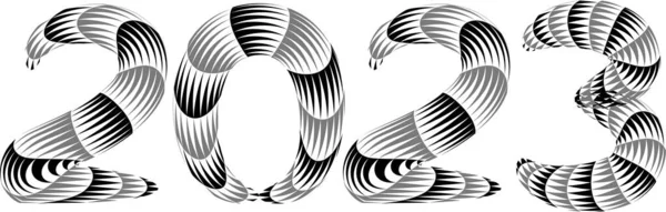 2023 New Year. Decorative brush numbers. Art lettering. Creative text for a greeting cards. Calendar header template.