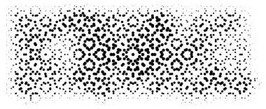 Halftone border. Dotted grunge vector border elements. Urban old peeled wall. Dust Distressed Overlay. Rough black and white texture with faded paint and scratched plaster. Wallpaper with rust and