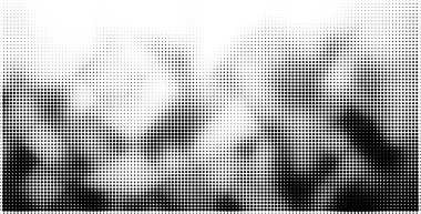 Halftone dotted grunge vector background. Urban old peeled wall. Dust Distressed Overlay. Rough black and white texture with faded paint and scratched plaster. Wallpaper with rust and dirt.