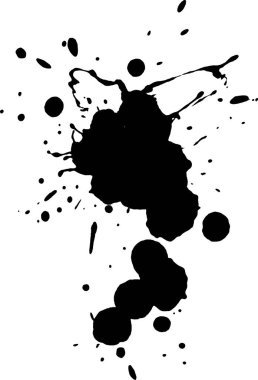 Black Ink drop on white background. Round, ragged inkblot. Blob vector illustration.