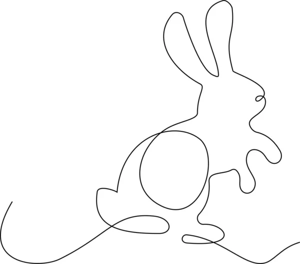 Заяц Сидит Непрерывный Рисунок Линии Симпатичный Силуэт Кролика Знак Зодиака — стоковый вектор