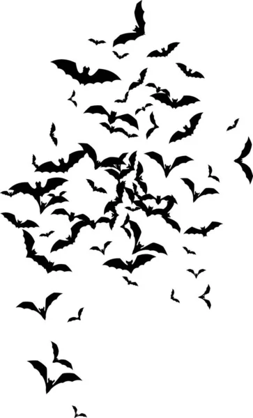 Enjambre Murciélagos Silueta Murciélago Volador Elemento Decoración Halloween Ilustración Vectorial — Archivo Imágenes Vectoriales